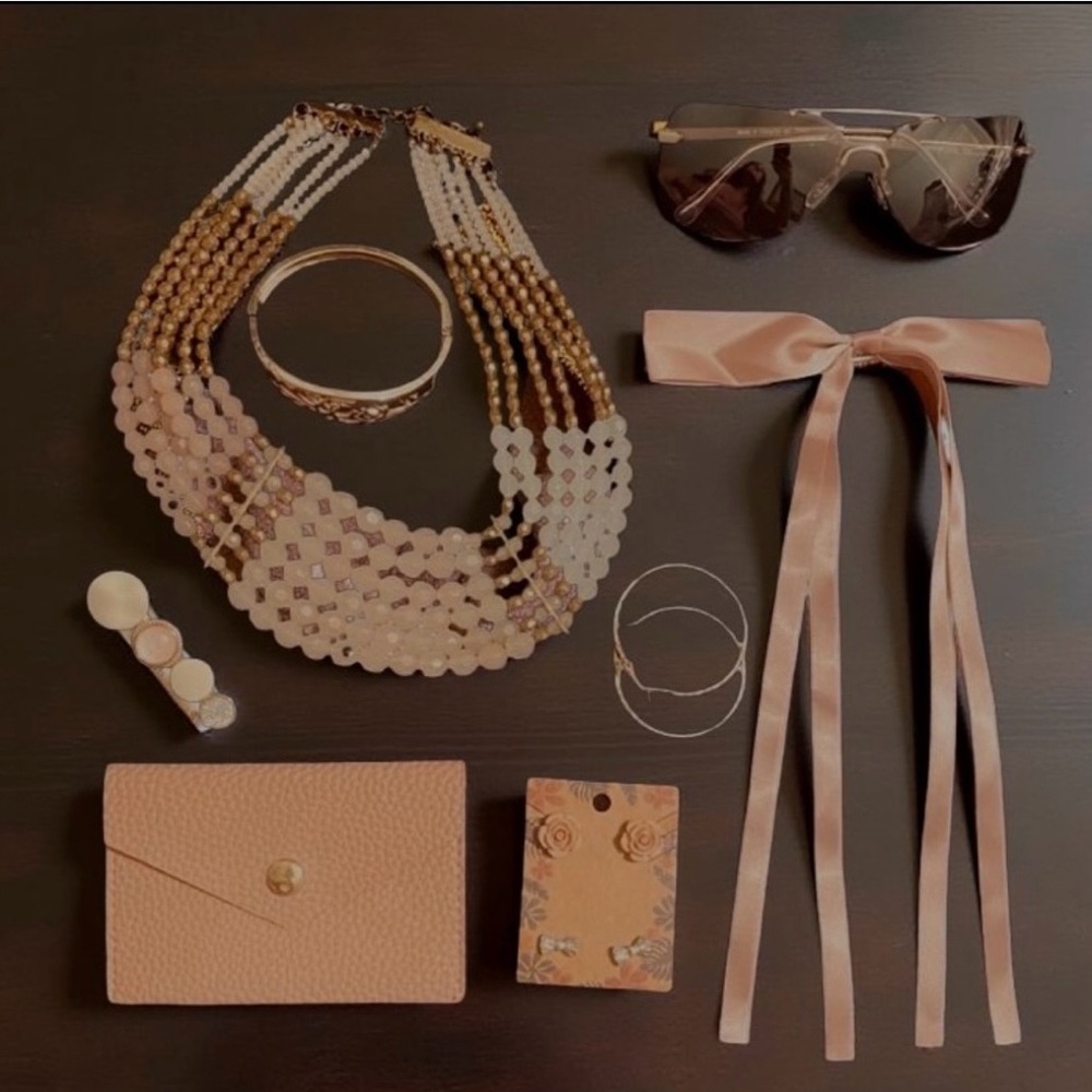 Boho Blush Rose Women's Accessory Set Bundle Sunglasses Earrings Fem